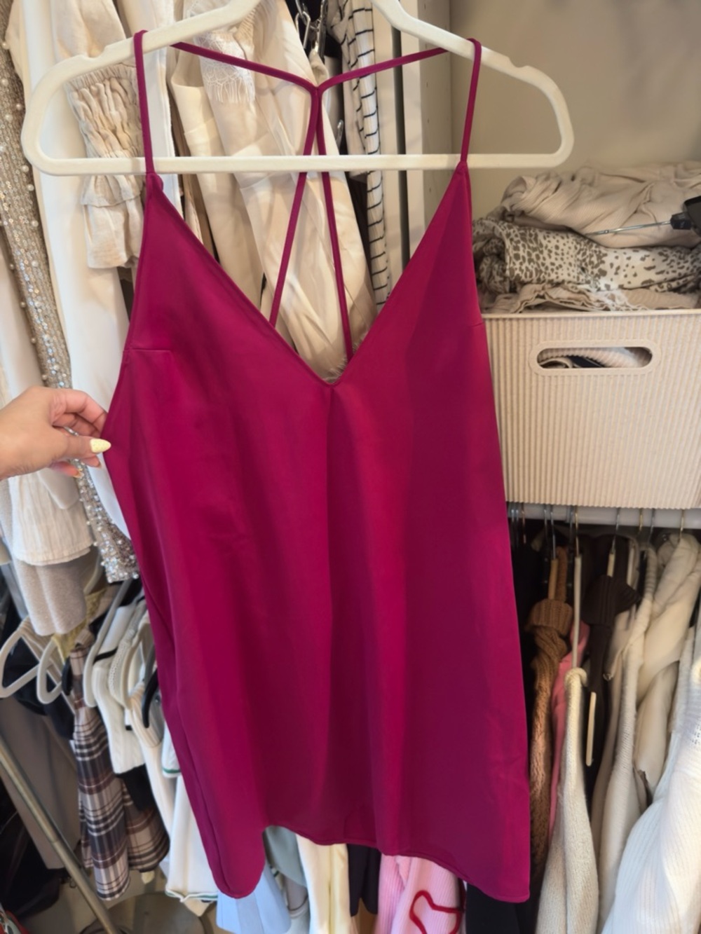 Forever 21 Magenta Satin dress with Strappy Detail